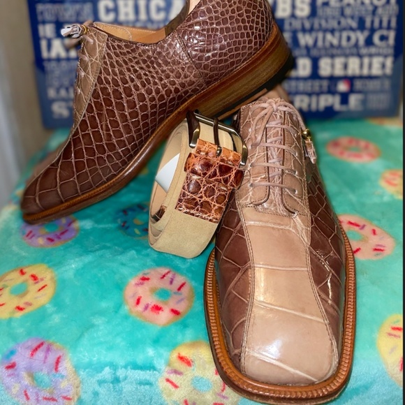 Fennix Italy Alligator shoes SZ10 and F&B Italy Suede/Alligator Belt SZ38 - Picture 2 of 6